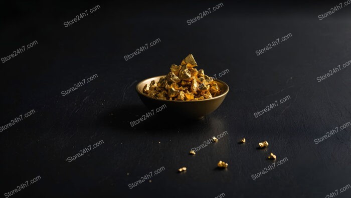 Gold Nuggets Piled in a Bowl on Black Background