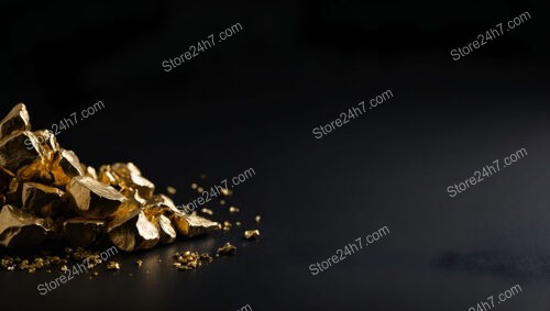 Gold Nuggets Piled with Negative Space on Black