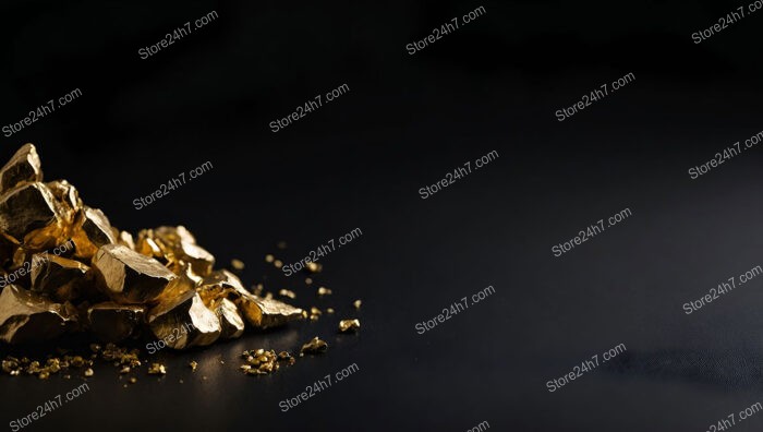 Gold Nuggets Piled with Negative Space on Black