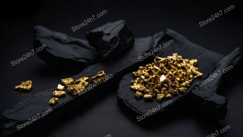 Gold Nuggets Resting on Charcoal Black: Creative Juxtaposition