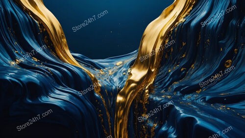 Golden and Blue Streams Converging in Abstract Harmony