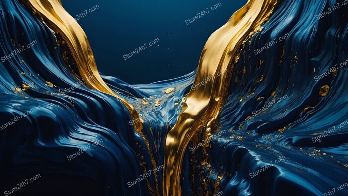 Golden and Blue Streams Converging in Abstract Harmony