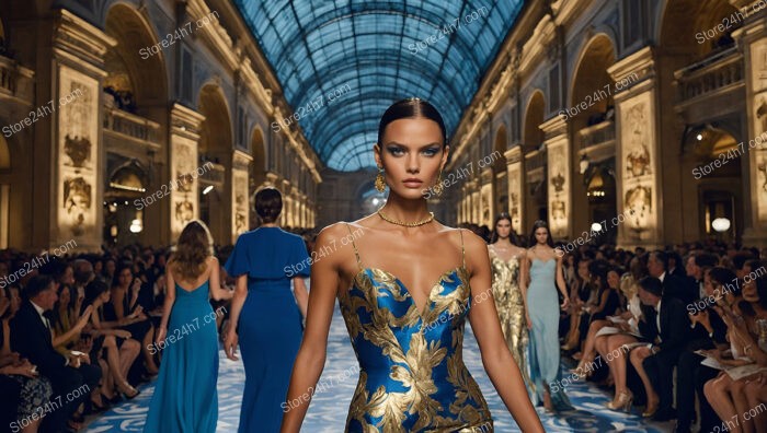 Golden Blue Couture on Grand Runway