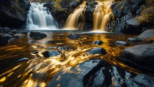 Golden Cascade in the Enchanted Twilight Realm