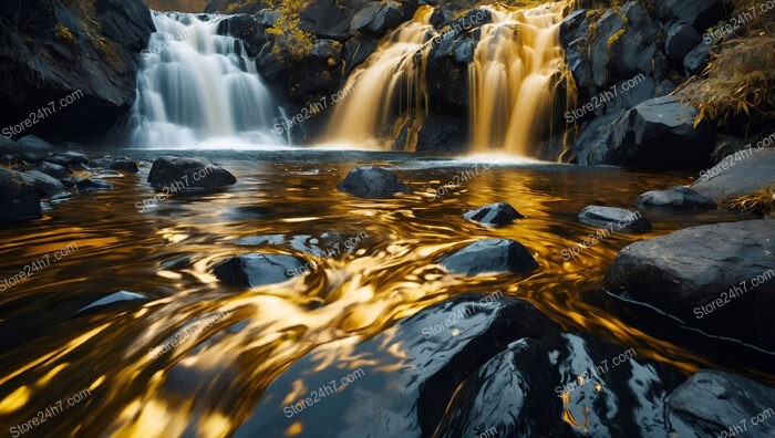 Golden Cascade in the Enchanted Twilight Realm