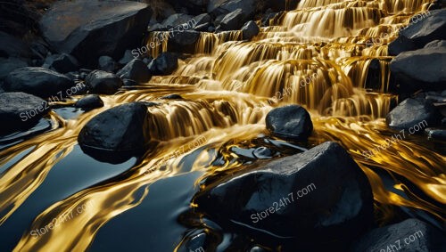 Golden Cascades Flowing Down Majestic Canyon Walls