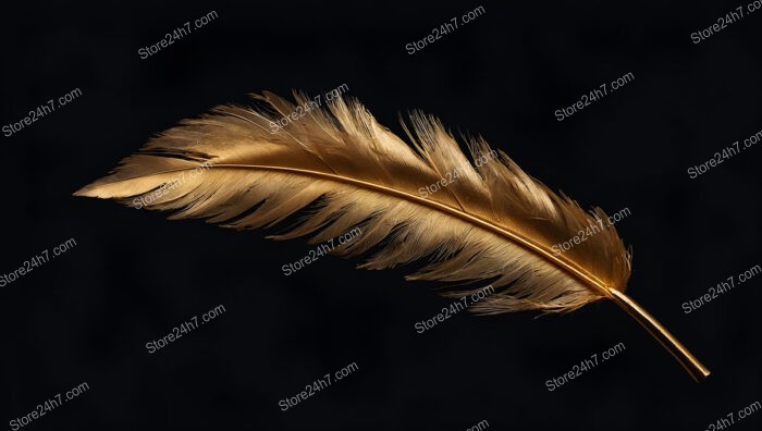 Golden Feather Against Black: Pure Elegance and Luxury