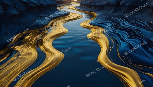 Golden Rivers Flowing Through a Surreal Landscape