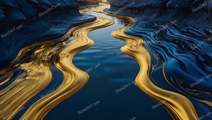 Golden Rivers Flowing Through a Surreal Landscape