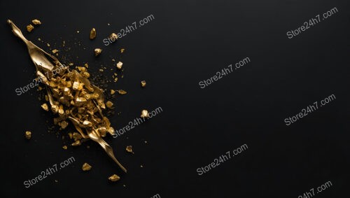 Golden Spoon Overflowing with Nuggets on Black Background