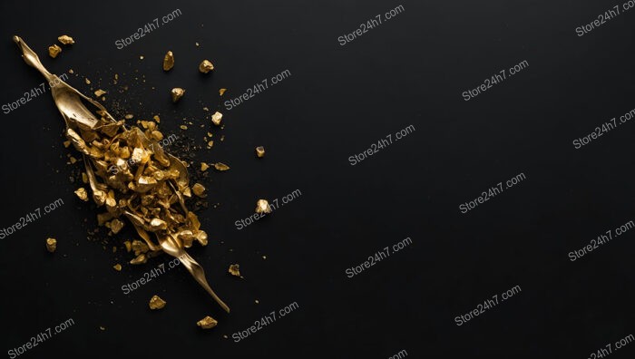 Golden Spoon Overflowing with Nuggets on Black Background