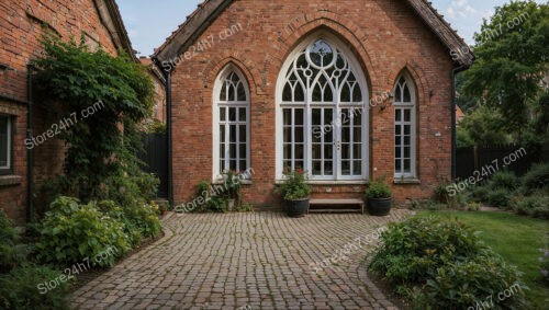 Gothic Brick Cottage with Elegant Arched Windows