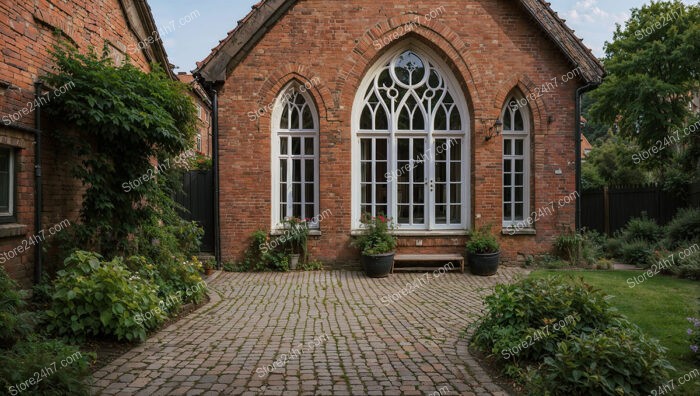 Gothic Brick Cottage with Elegant Arched Windows