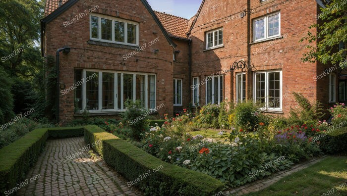 Gothic Brick House with Beautiful Garden Pathway