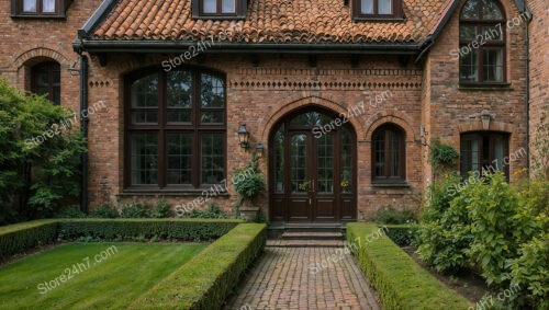 Gothic Brick House with Lush Garden Entrance