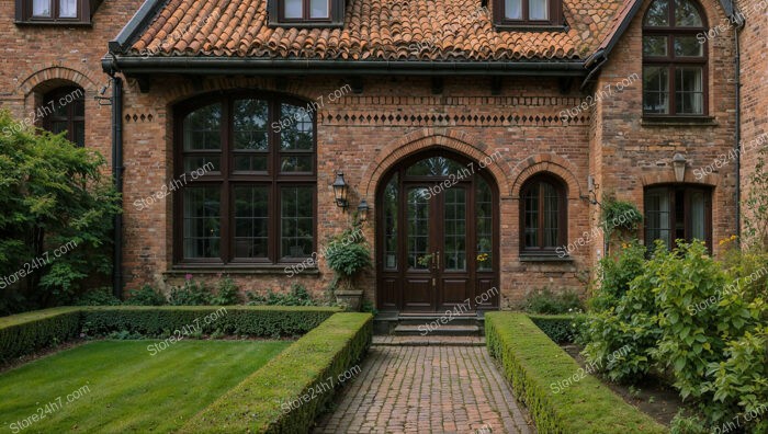 Gothic Brick House with Lush Garden Entrance