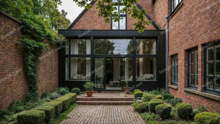 Gothic Brick House with Modern Glass Extension