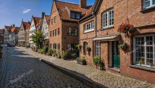 Gothic Brick Street with Mixed Architectural Styles