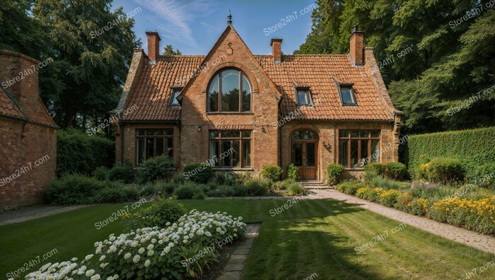 Grand Gothic House with Manicured Front Garden