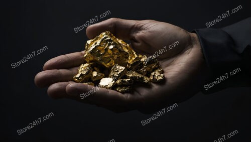 Handful of Gold Nuggets Resting on Dark Background