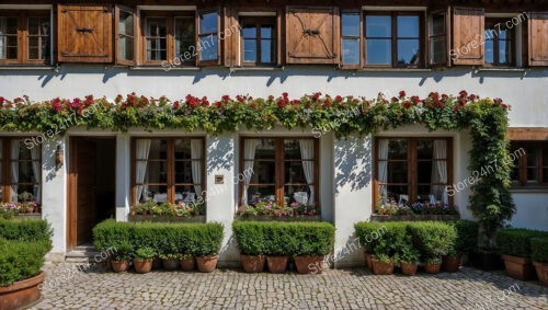 Historic Bavarian City Courtyard House with Lush Greenery