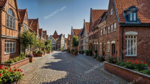 Idyllic Brick Gothic Street Lined with Historic Architecture