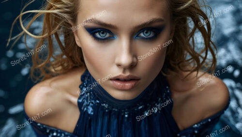 Intense Blue Eyes and Fashion Forward Makeup Look