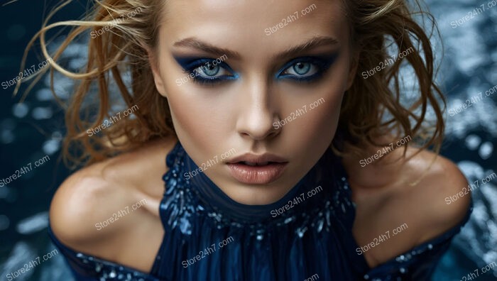 Intense Blue Eyes and Fashion Forward Makeup Look