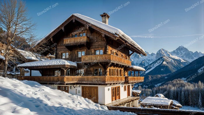 Luxurious Multi-Story Chalet with Expansive Snowy Mountain Views