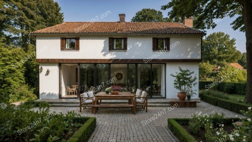 Modern Countryside Home with Outdoor Dining Area and Garden