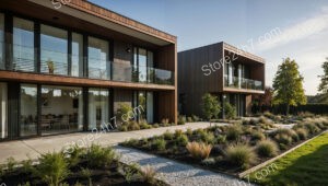 Modern German Duplexes with Sleek Wooden Facades and Glass Balconies