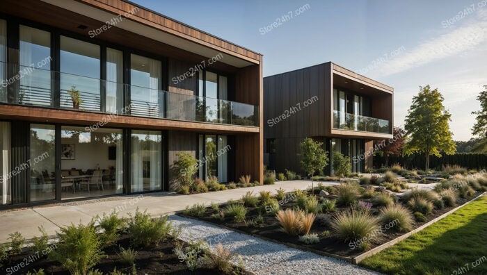 Modern German Duplexes with Sleek Wooden Facades and Glass Balconies