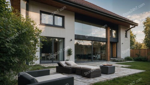 Modern German Home with Expansive Glass Windows and Patio