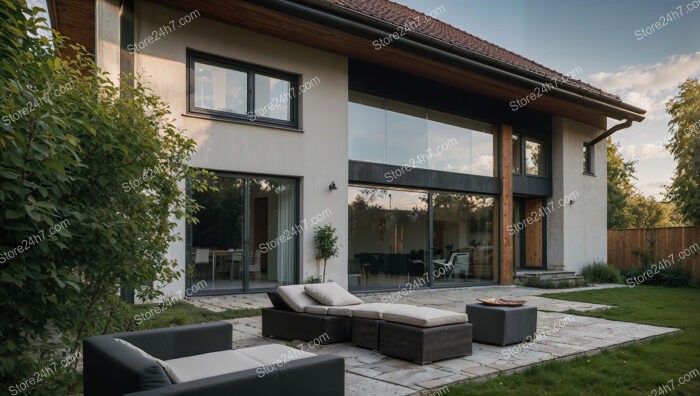 Modern German Home with Expansive Glass Windows and Patio