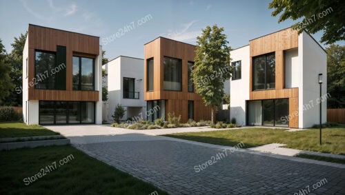 Modern German Housing Complex with Sleek Design and Wooden Accents