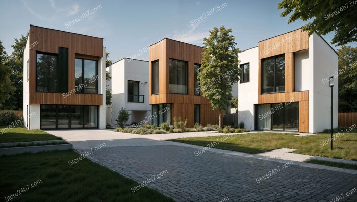 Modern German Housing Complex with Sleek Design and Wooden Accents