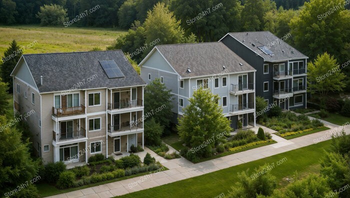 Modern German Reihenhäuser with Solar Panels and Scenic Views