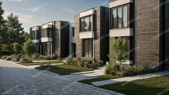 Modern German Reihenhäuser with Wood Facades and Green Landscapes