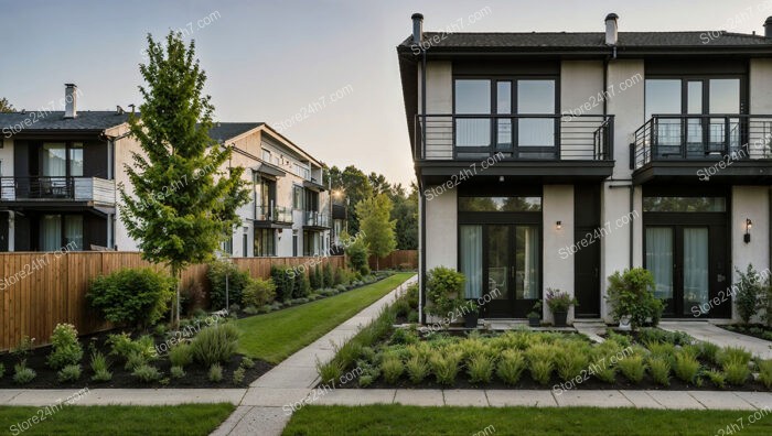 Modern German Row Houses with Balconies and Lush Greenery Views