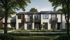 Modern German Townhouses with Clean Lines and Lush Landscaping