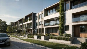 Modern German Townhouses with Elegant Green Facade Design