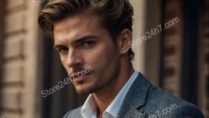 Modern Grace: A Young Man in a Gray Suit