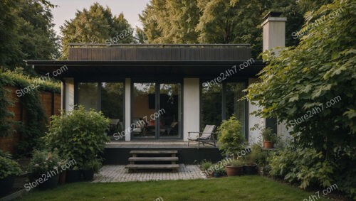 Modern minimalist home in Germany surrounded by lush greenery