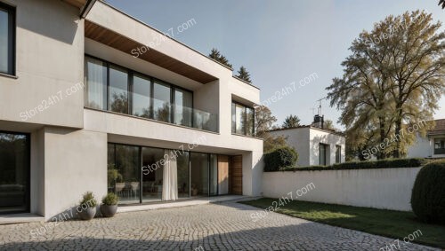 Modern Minimalist Home with Spacious Cobblestone Driveway