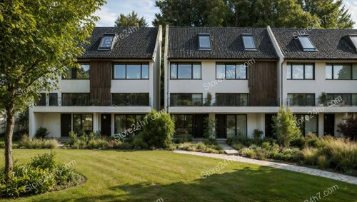 Modern Reihenhäuser in Germany with Green Courtyard and Balconies