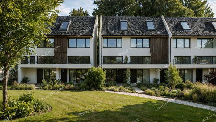 Modern Reihenhäuser in Germany with Green Courtyard and Balconies