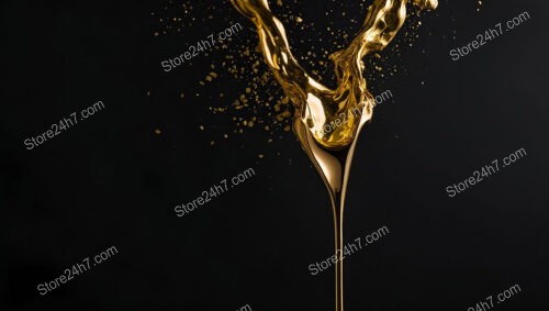 Molten Gold Splashes Mid-Air Against a Dark Background