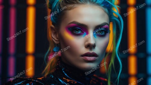 Neon Glow Dream: Futuristic Makeup with Dynamic Lighting