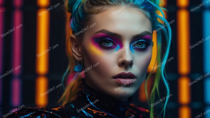 Neon Glow Dream: Futuristic Makeup with Dynamic Lighting