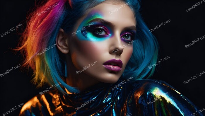 Neon Lights Fantasy: Bold Makeup and Hair Fusion